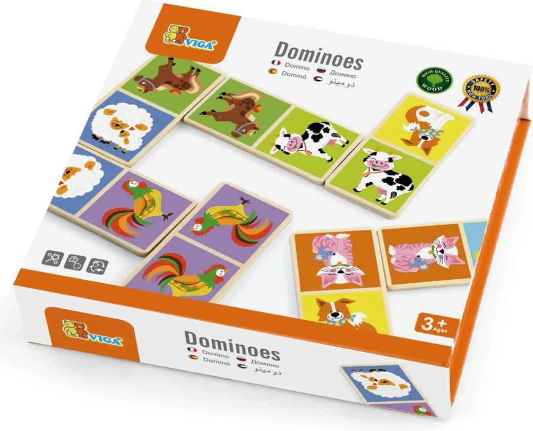 Viga Toys Domino Boerderijdieren 51307 - Multicolor
