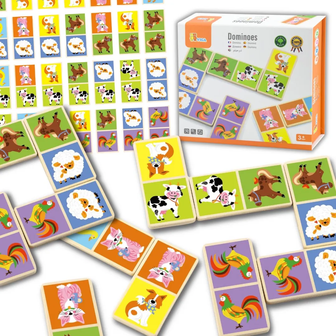Viga Toys Domino Boerderijdieren 51307 - Multicolor