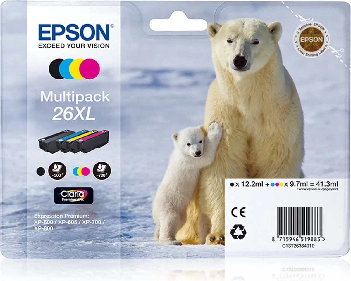 Epson 26XL Inktcartridge C13T26364010 - Magenta - 2600 Pagina's