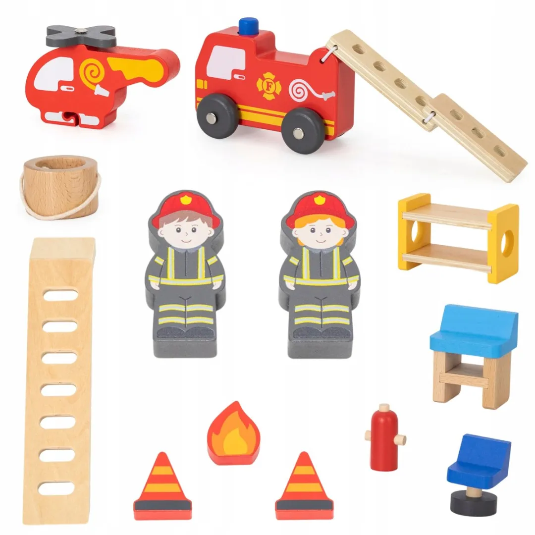 VIGA Houten Brandweerkazerne met Garage - Meerkleurig