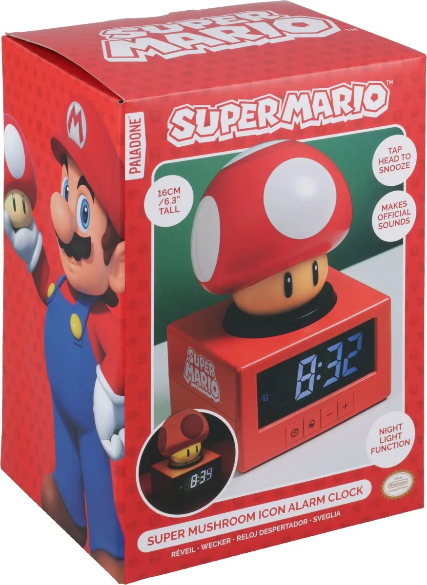 Nintendo Super Mario Super Mushroom Icon Alarm Clock - Digitale Wekker