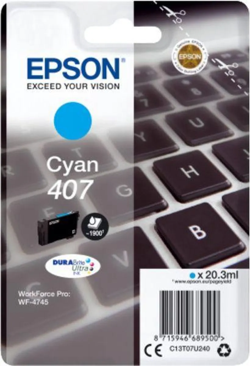 Epson WF-4745 C13T07U240 Cyan XL Cartridge