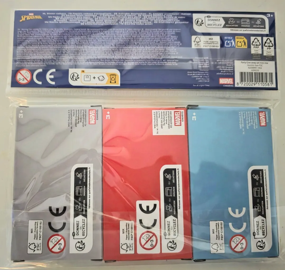 Marvel Spider-Man 3-delige Stickers Doosjes - 3 Stuks