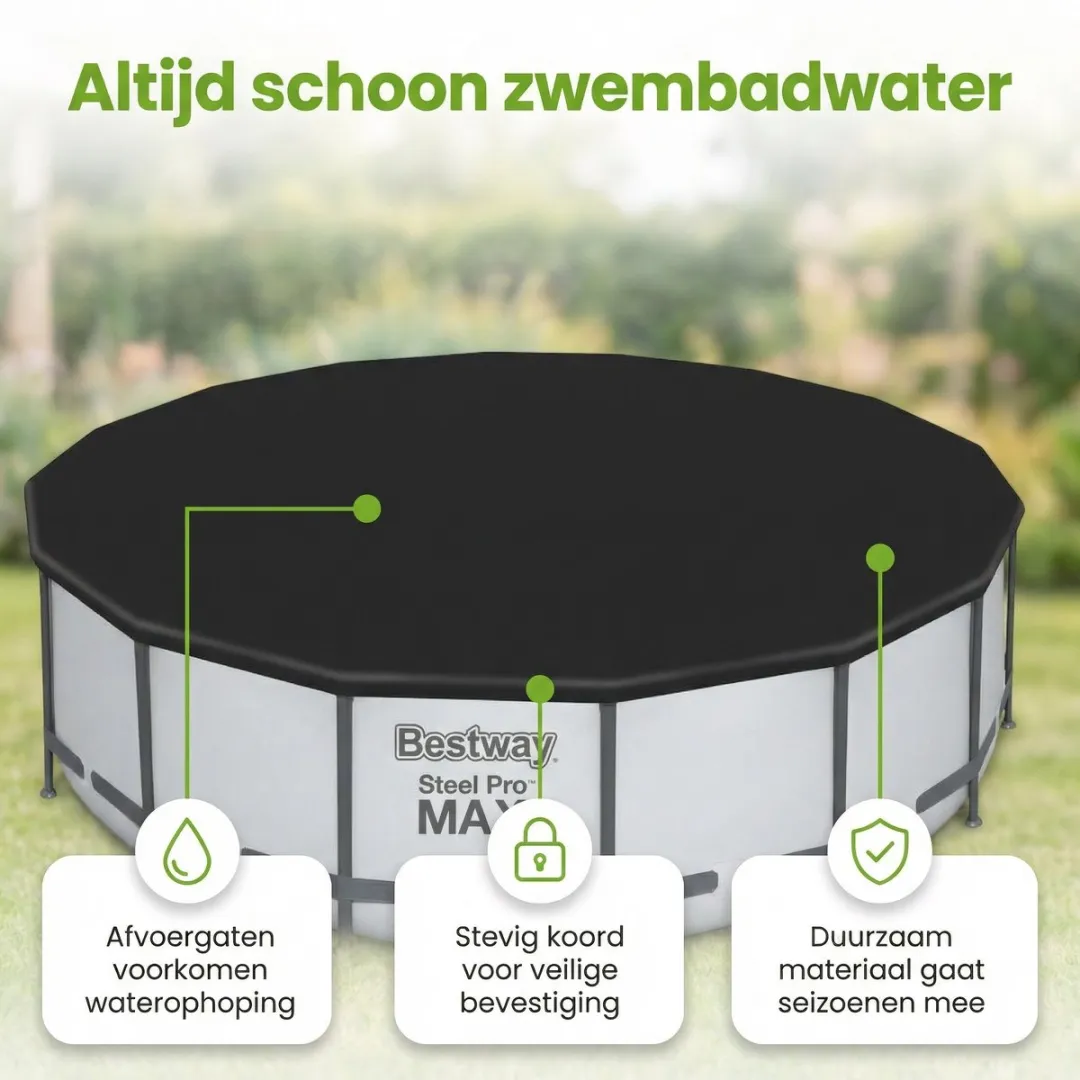 Bestway Afdekzeil Rond 488cm - 58249 - Zwart