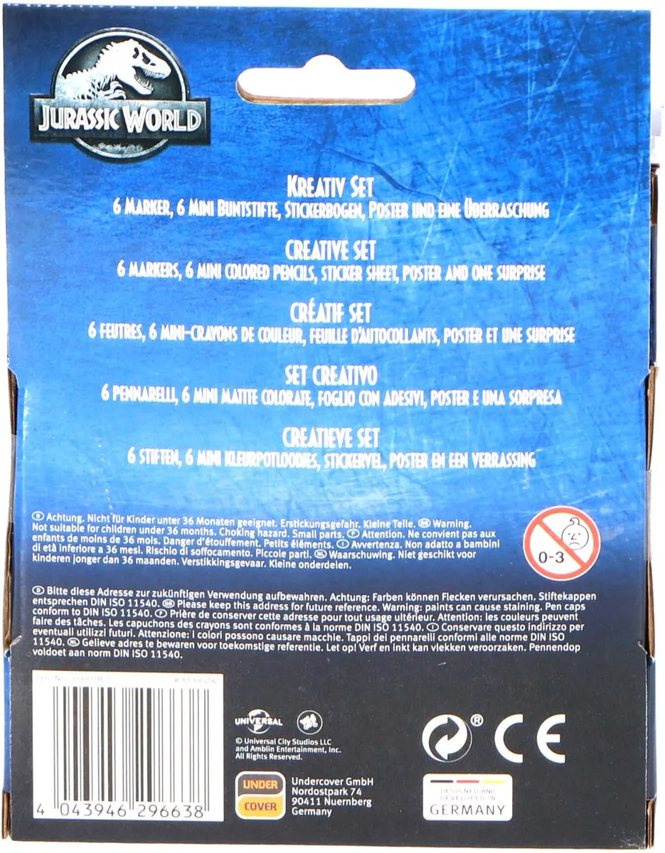 Jurassic World Kleurpotloden - 6 Stuks - 6 Kleuren