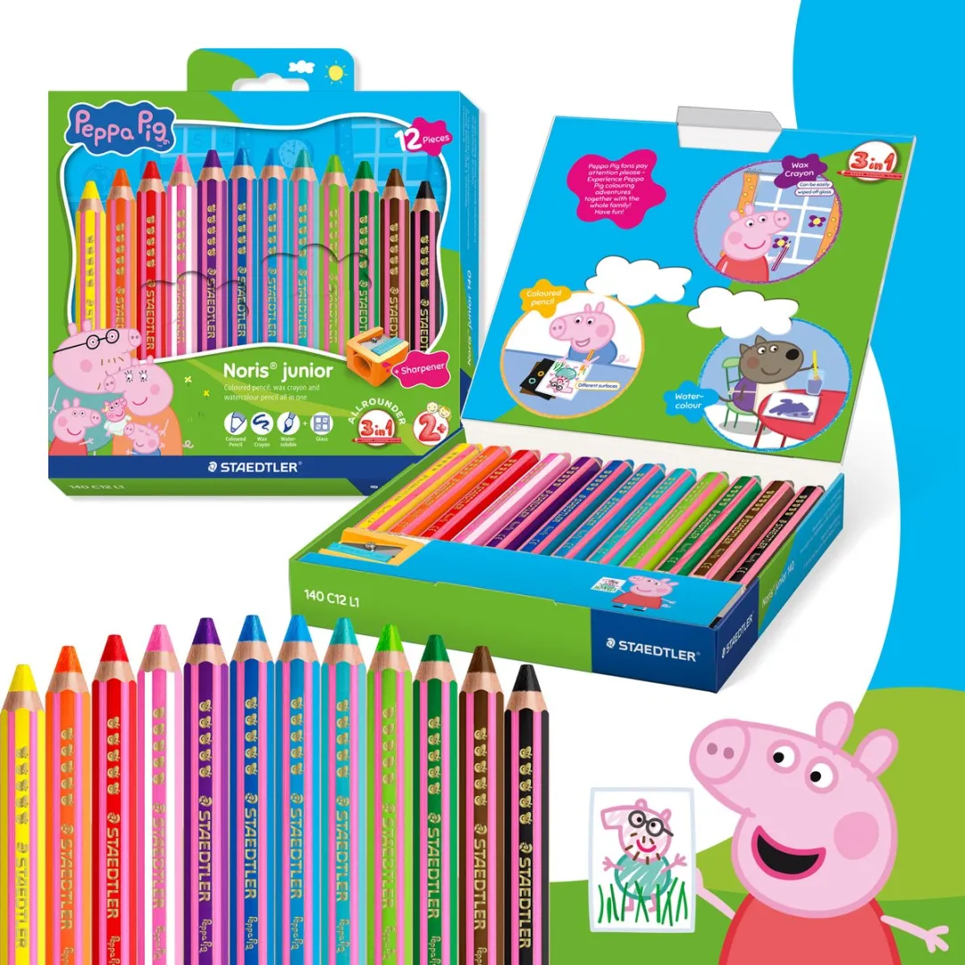 STAEDTLER Peppa Pig Noris Junior 3-in-1 Kleurpotlood - 12 Stuks