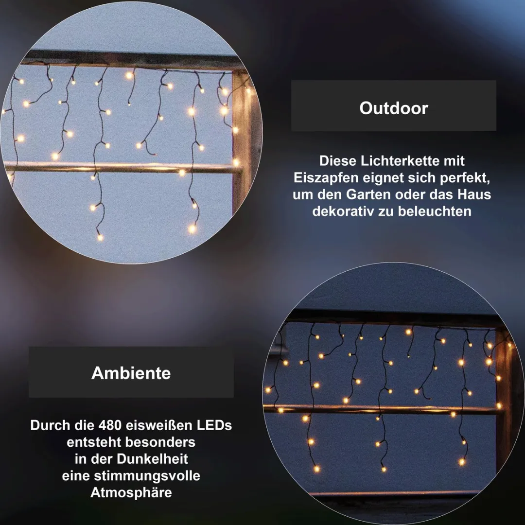 Star Trading LED-lichtgordijn Crispy Ice White - 480 LED's - 12m