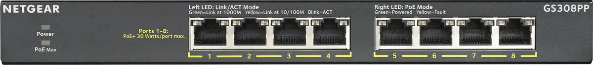 Netgear GS308PP 8-Poort PoE Switch - 83W