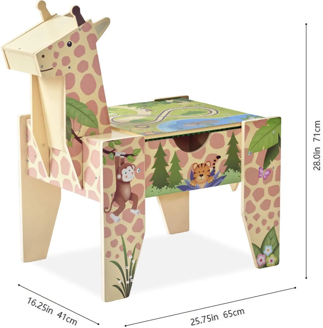 Teamson Kids Houten Speeltafel Giraffe - 2-in-1 Activiteitentafel