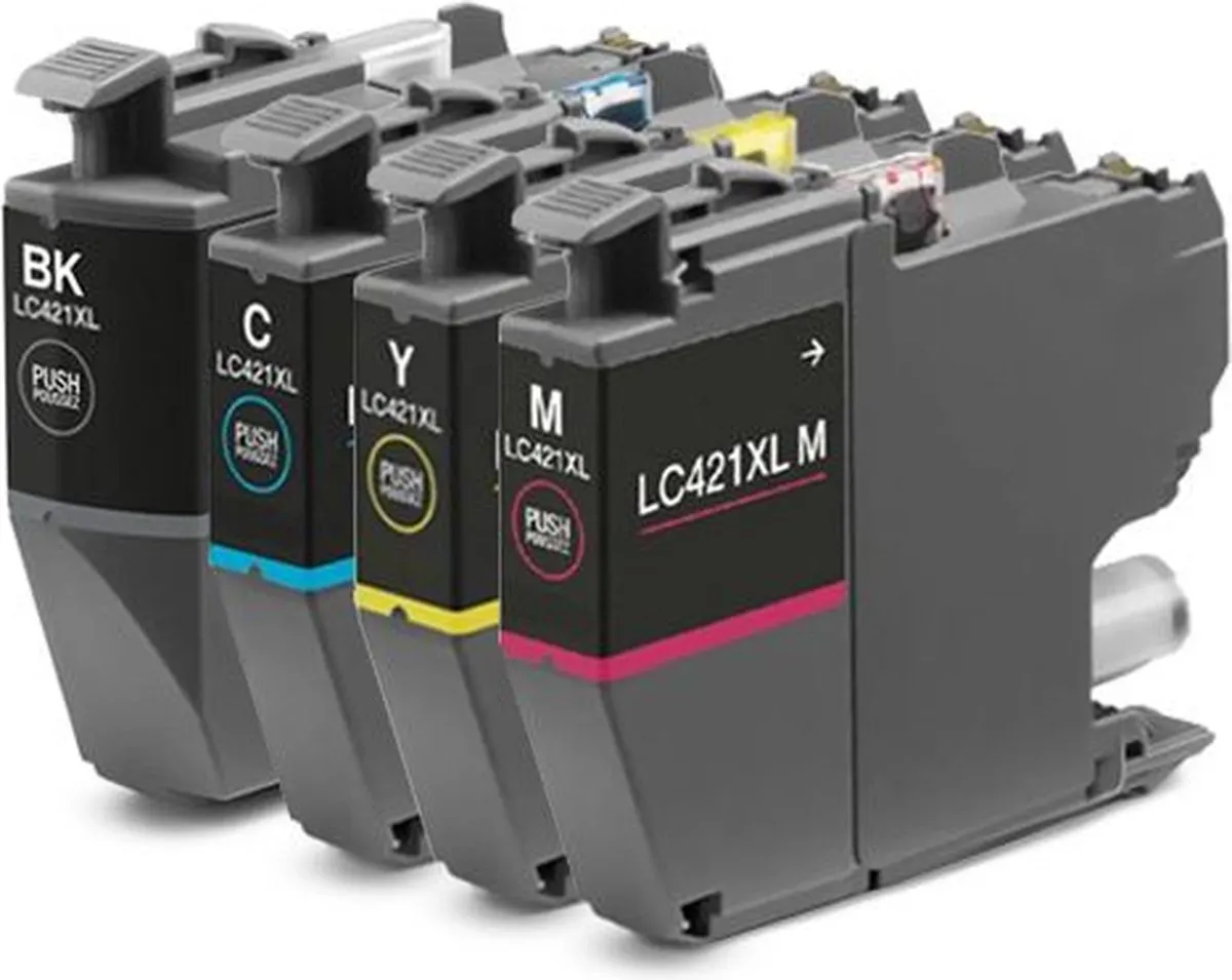 Brother LC421VALDR Inktcartridges - 4 Stuks (Zwart/Cyaan/Magenta/Geel) - XL