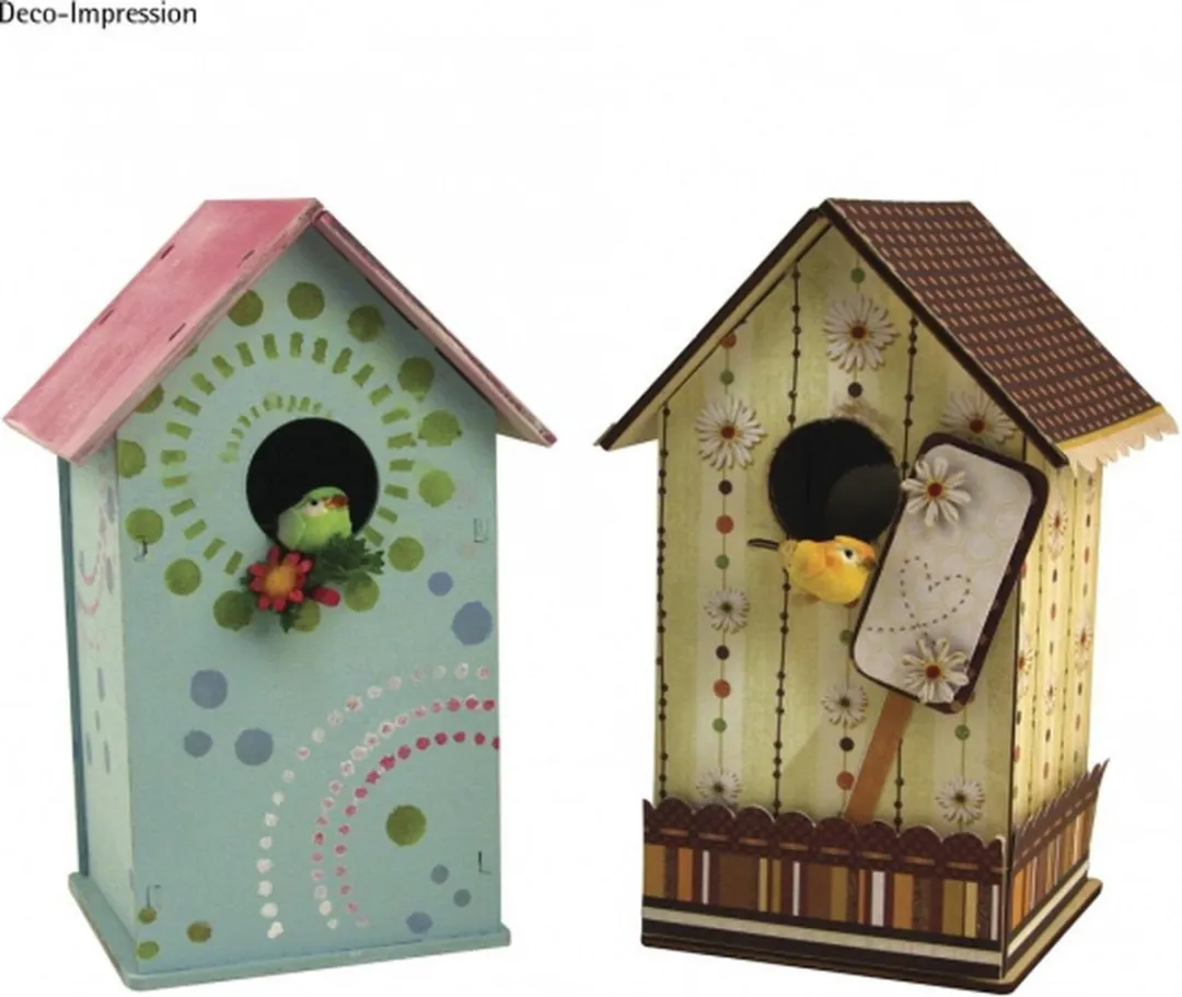 Rayher Vogelhuisje Set 6 Stuks - Houtkleur - 17 cm