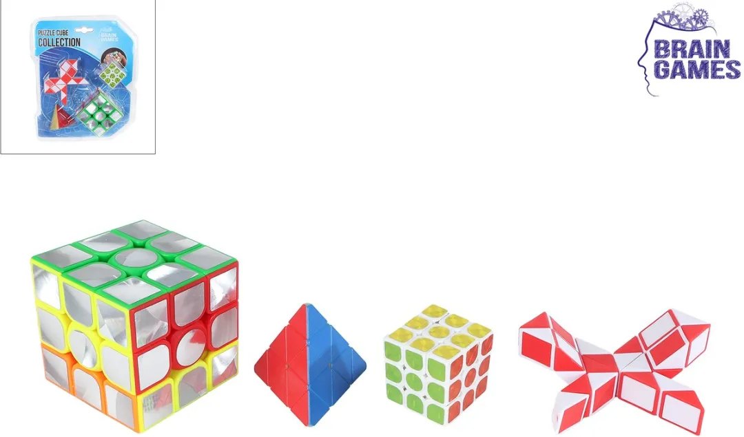 Brain Games Puzzelkubus Set 4 Stuks - Meerkleurig