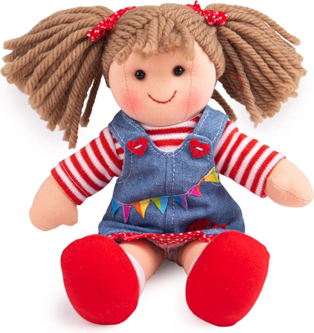 BIGJIGS Stoffenen Pop Hattie 25cm - Blauw/Rood