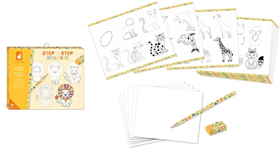 Janod Step by Step Creatief Dieren Tekenen - 20 Modellen
