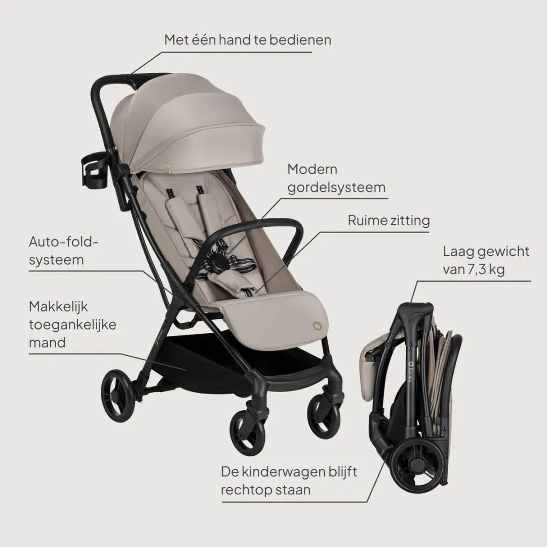 Lionelo Agia Plooibuggy - 7,3 kg - Inklapbaar - Beige