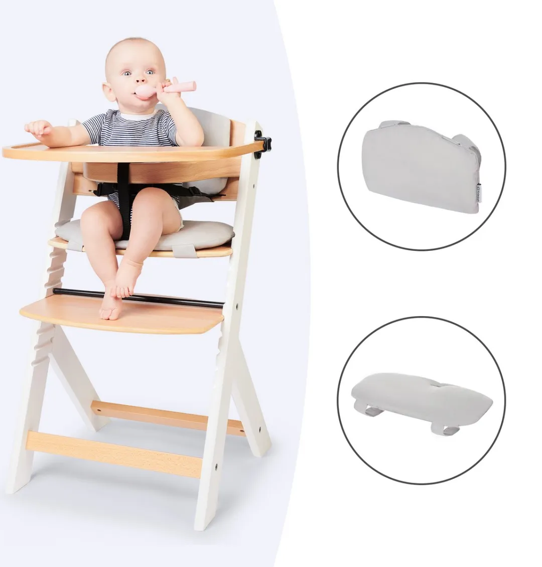 KinderKraft ENOCK Houten Kinderstoel 3-in-1 - Grijs