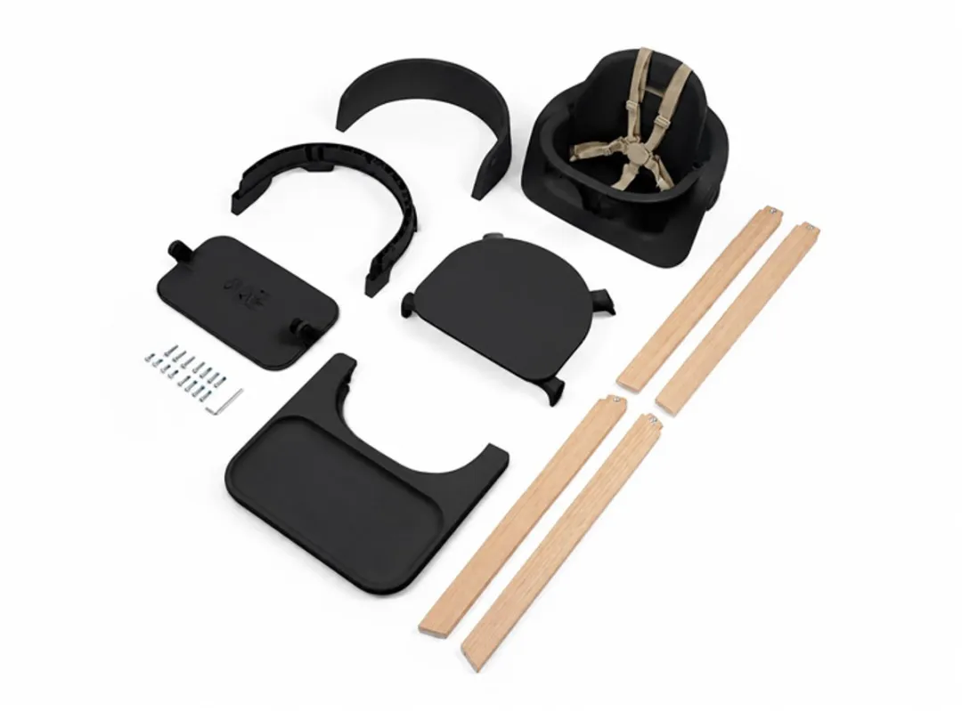 Stokke Steps Kinderstoel Black/Warm Brown - Babyset + Veiligheidstuig + Tray