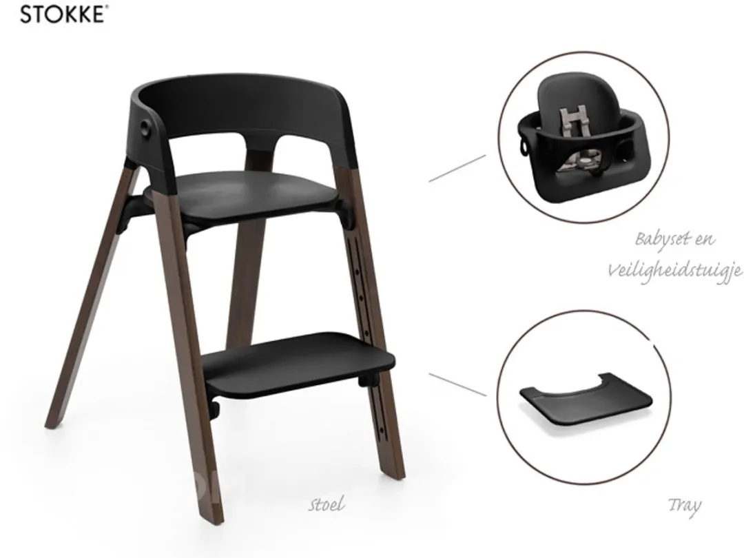 Stokke Steps Kinderstoel Black/Warm Brown
