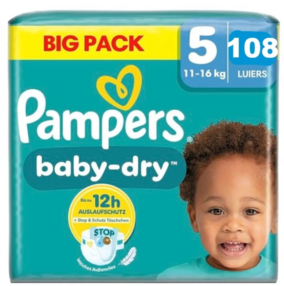 Pampers Baby-Dry Maat 5 Luiers 108 Stuks