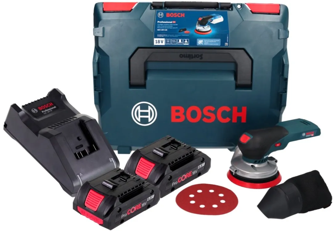 Bosch Professional GEX 18V-125 Excenterschuurmachine - 125mm - 2x 4.0Ah accu's - afbeelding 2 van 5