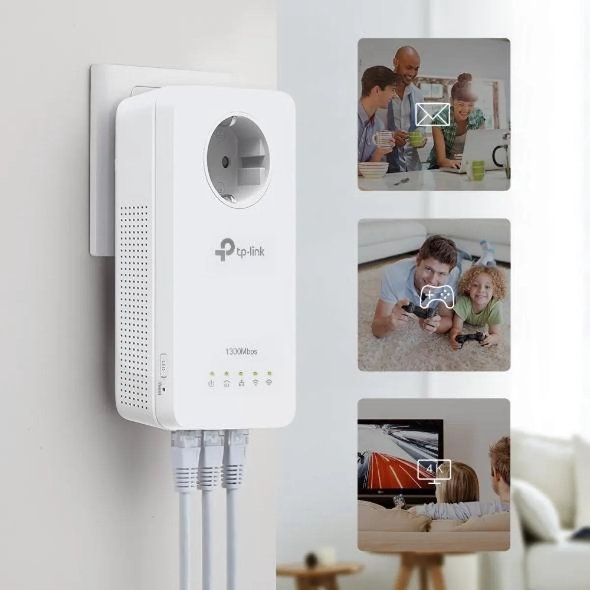 TP-Link TL-WPA8631P Powerline WiFi Extender - 3x Ethernet - Wit