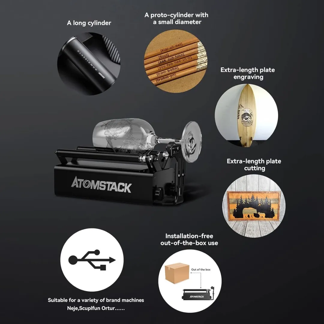 ATOMSTACK R3 PRO Laser Rotary Roller - Accessoires