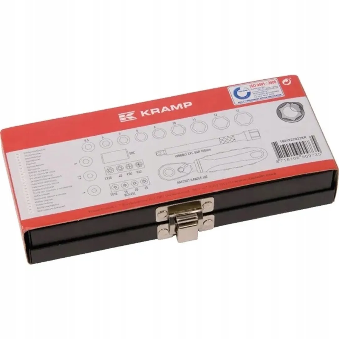 Kramp Mini Dopsleutelset 1/4" 23-delig - Zilver/Zwart