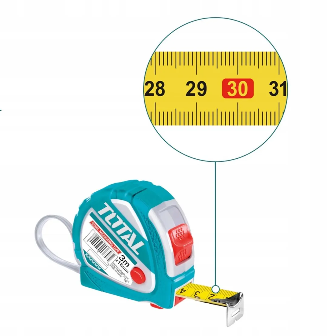 Total Rolbandmaat 3m - 3 Blokken Turquoise