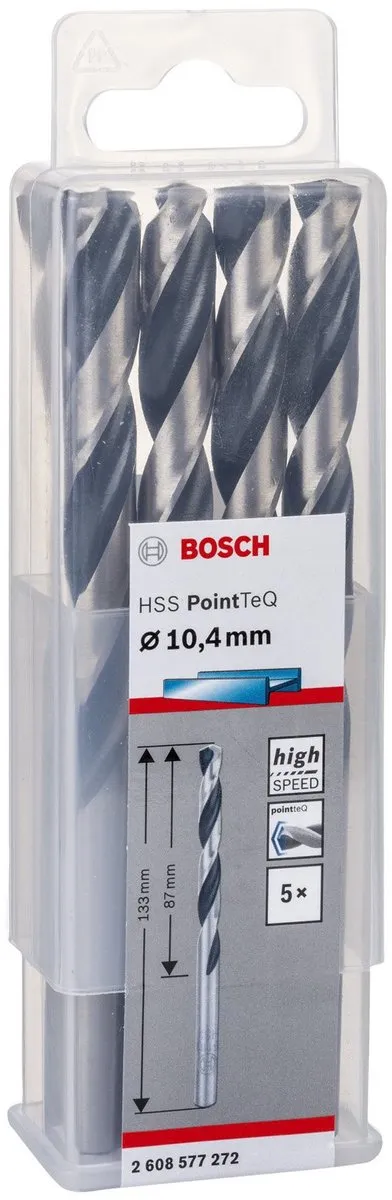Bosch HSS PointTeQ DIN 338 Boormachineset 5 Stuks - 10,4x87x133mm