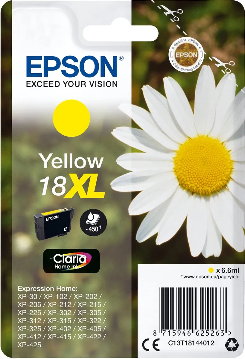 Epson 18XL Geel Inktcartridge - 450 Pagina's