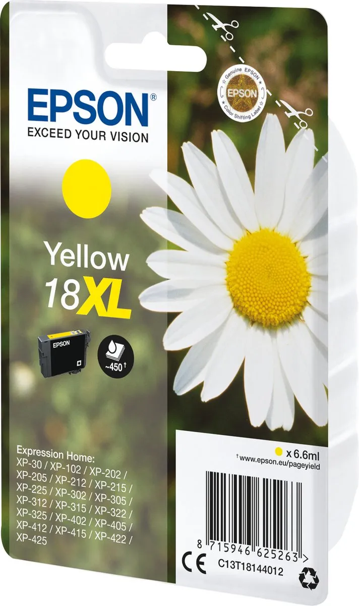 Epson 18XL Geel Inktcartridge - 450 Pagina's