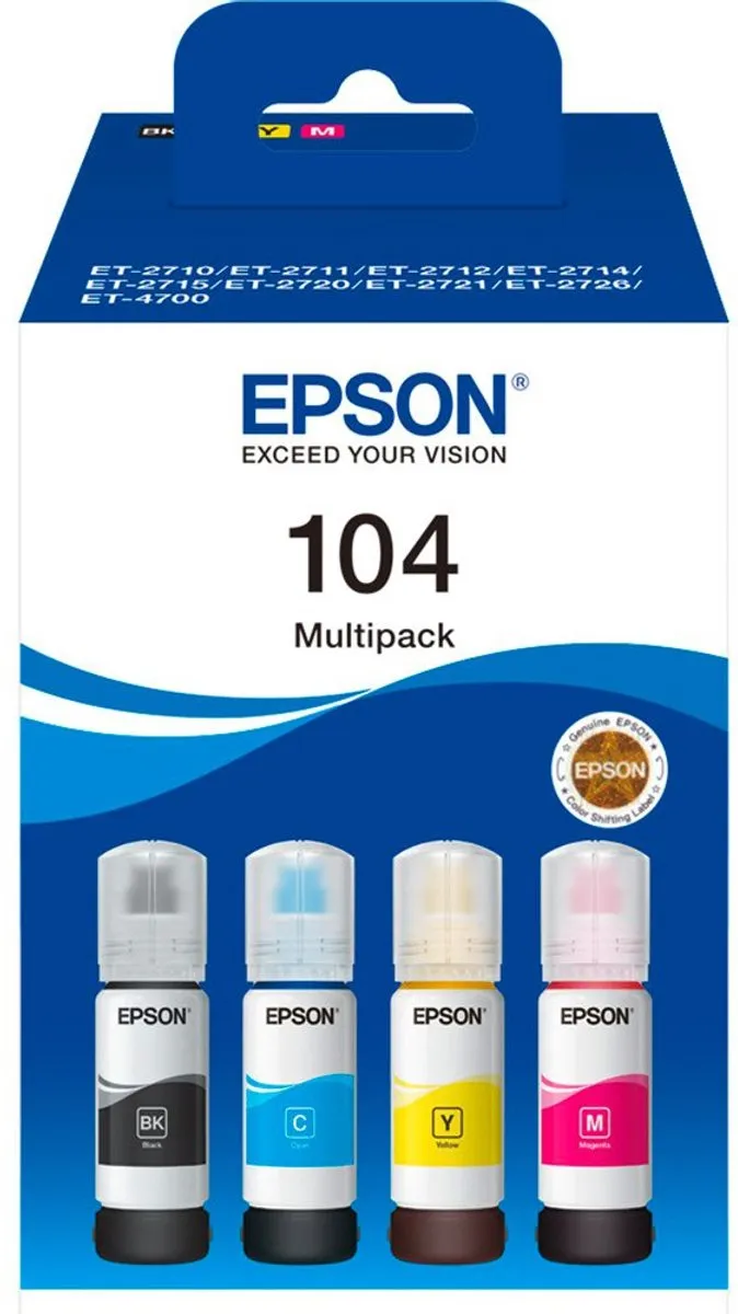 Epson EcoTank EPST00P640B Inktflessen - 7500ml Multipack - Zwart/Kleur