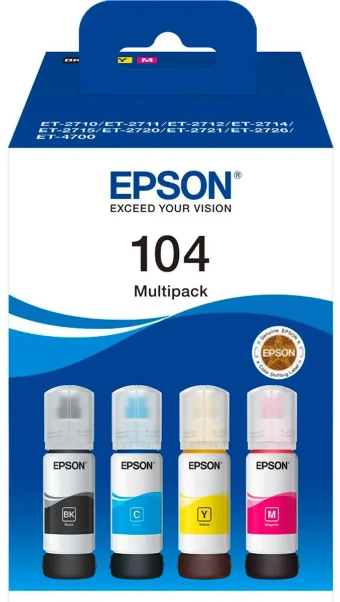 Epson EcoTank EPST00P640B Inktflessen - 7500ml Multipack - Zwart/Kleur