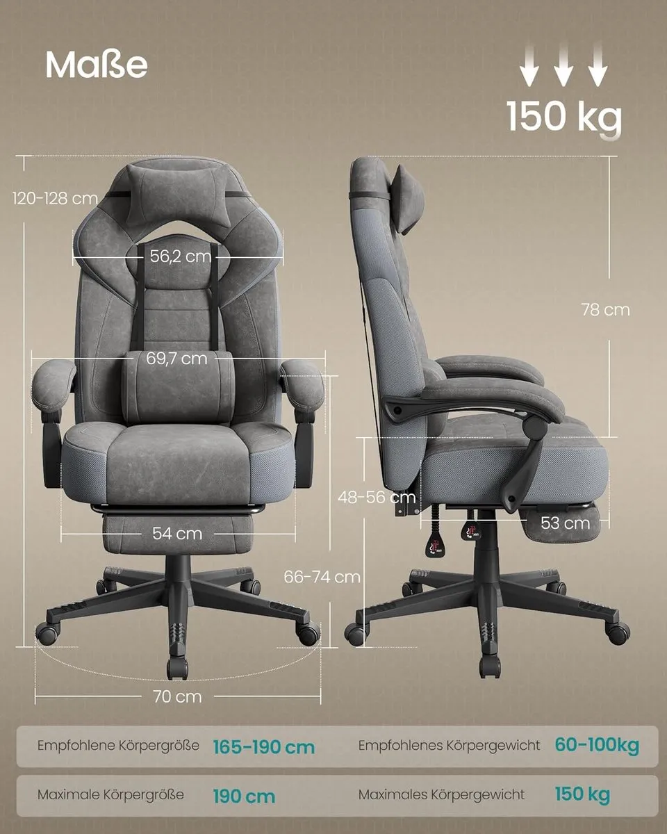 Songmics OBG077G01 Gamingstoel - Leigrijs