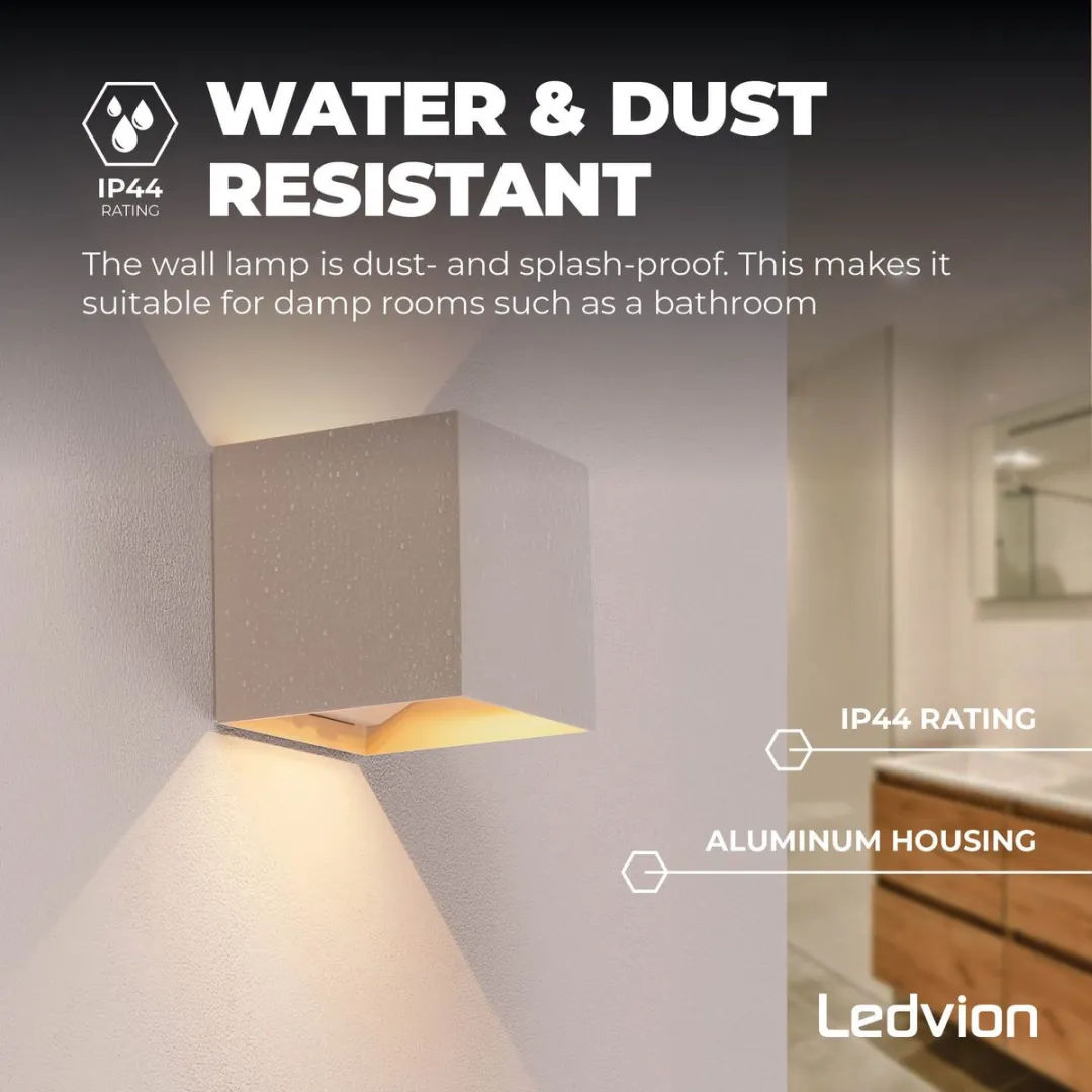 Ledvion Wandlamp Sensor 2x 4400mAh Beige - IP44 Warm Wit