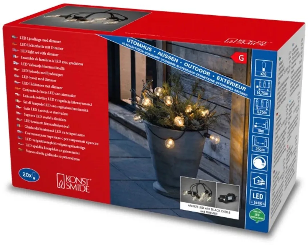 Konstsmide LED Lichtsnoer 14,75m - 20 Lampjes Amber