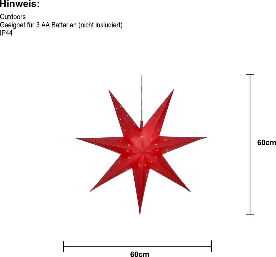 Star Trading Alice Buitenlamp - Warm Wit Licht - Rood Ø60cm