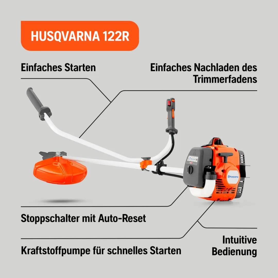 Husqvarna 122R Benzine Trimmer 21,7cc - 43cm Snijbreedte