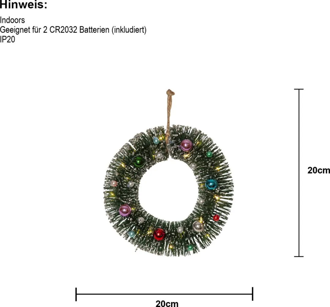 Star Trading Kerstkrans Decorini LED 20cm - Groen