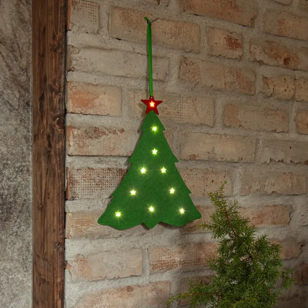 Star Trading Merry Kerstboom Vilt 10 LED - Warm Wit - Groen - 30 cm