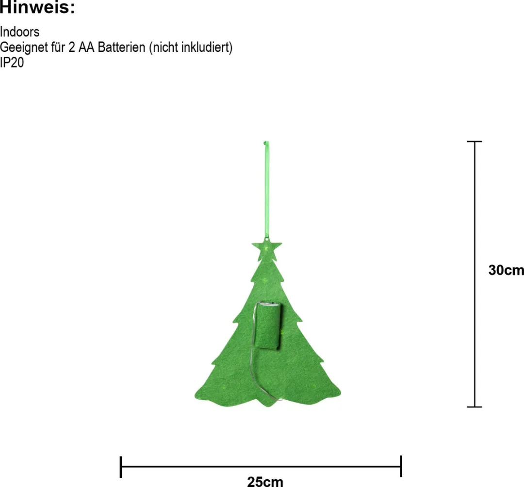 Star Trading Merry Kerstboom Vilt 10 LED - Warm Wit - Groen - 30 cm - afbeelding 6 van 6