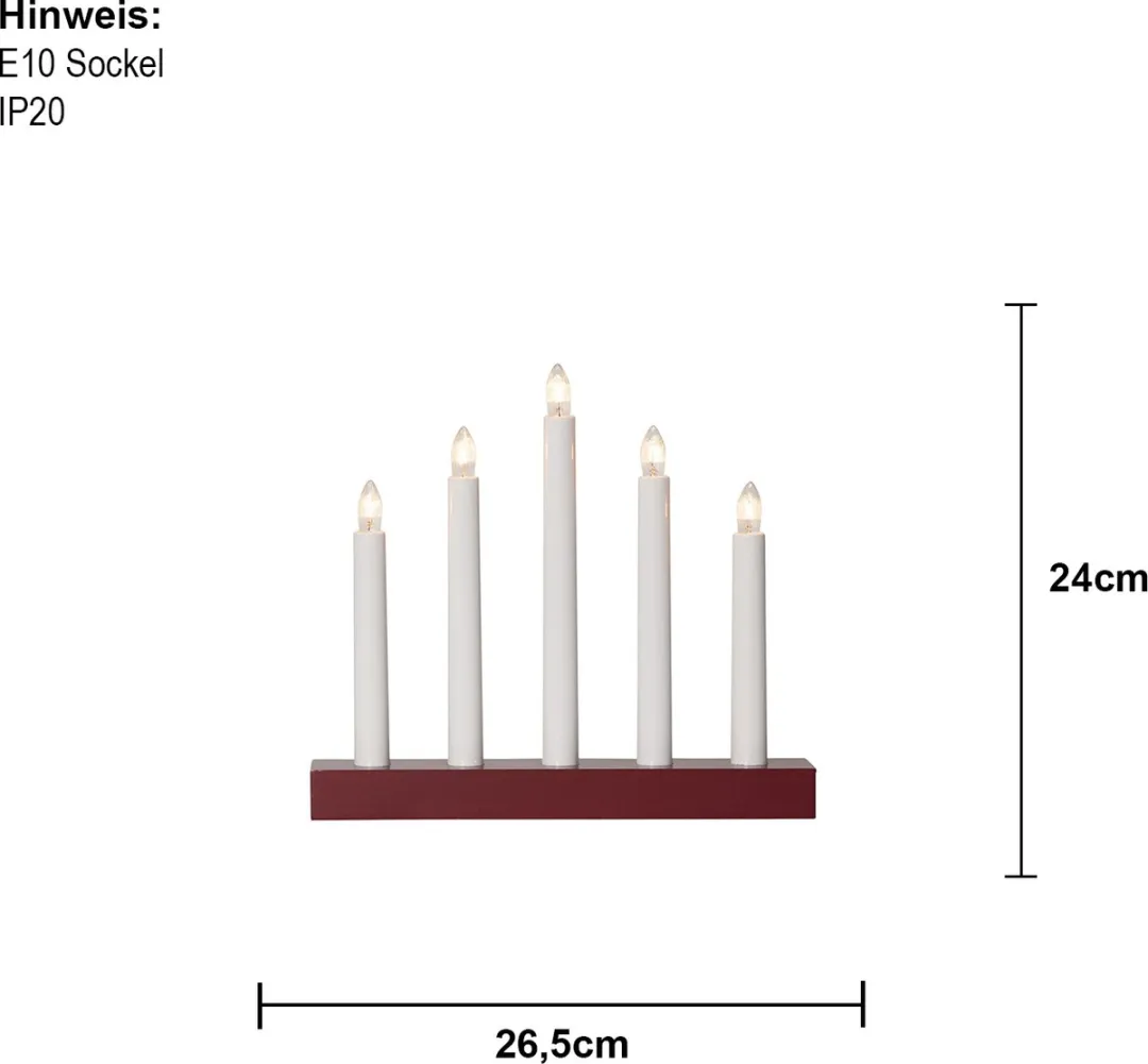 Star Trading Inez Raamkroonluchter 5-lamps - 3W E10 - Wit/Rood - afbeelding 6 van 6