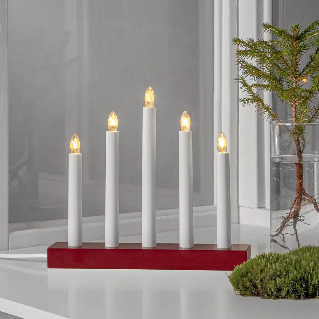 Star Trading Inez Raamkroonluchter 5-lamps - 3W E10 - Wit/Rood