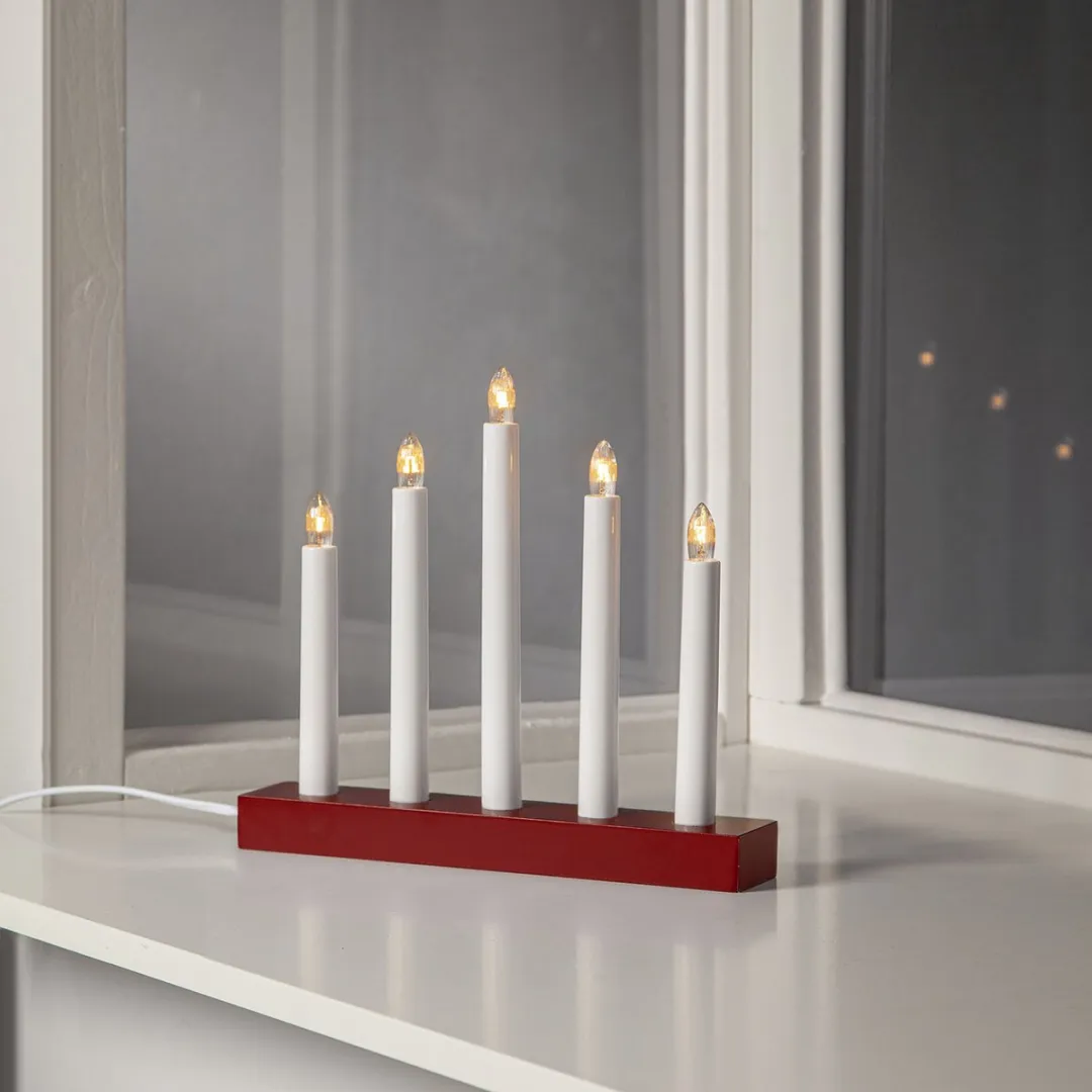 Star Trading Inez Raamkroonluchter 5-lamps - 3W E10 - Wit/Rood