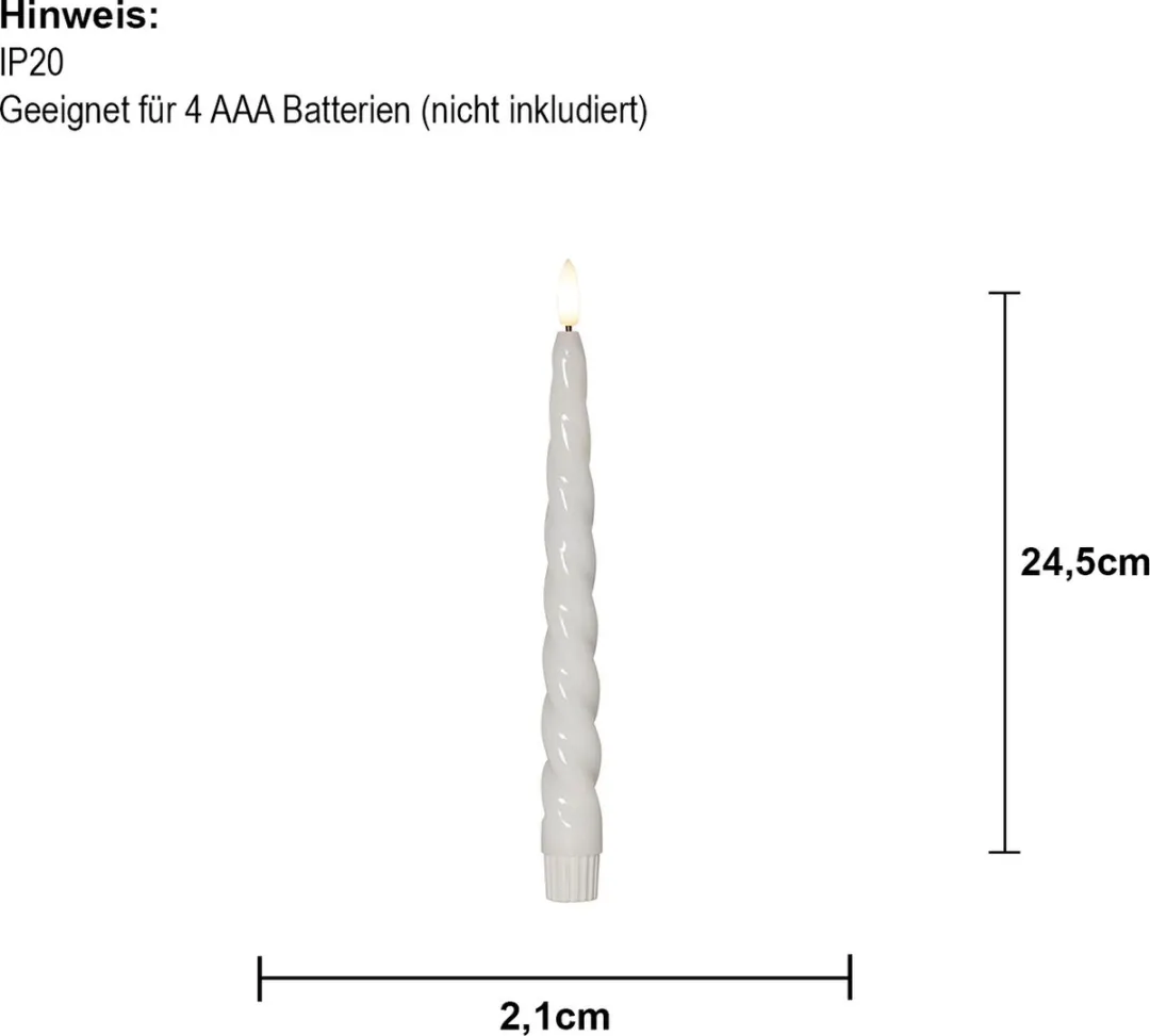 Star Trading Flame Shine LED Waxkaars - Set van 2 - Wit - 24,5 cm
