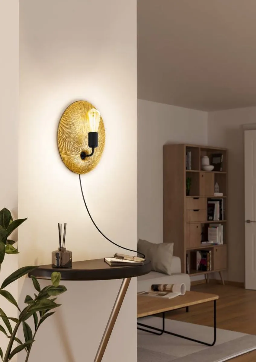 Eglo Gascueria Wandlamp Ø30cm - E27 - Goud/Zwart