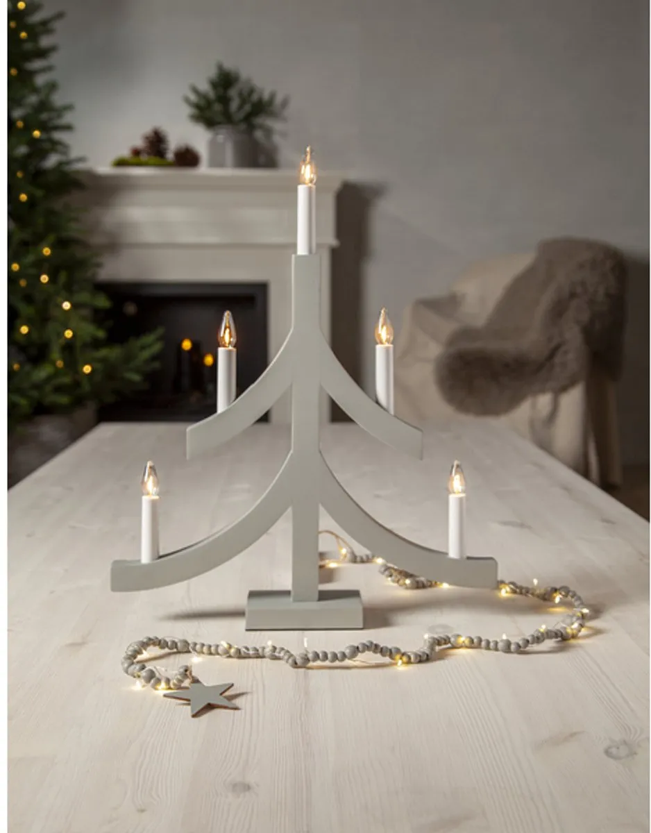 Star Trading Kerstverlichting Beady Houten Kralen Ster 150cm - Warm Wit - Timer