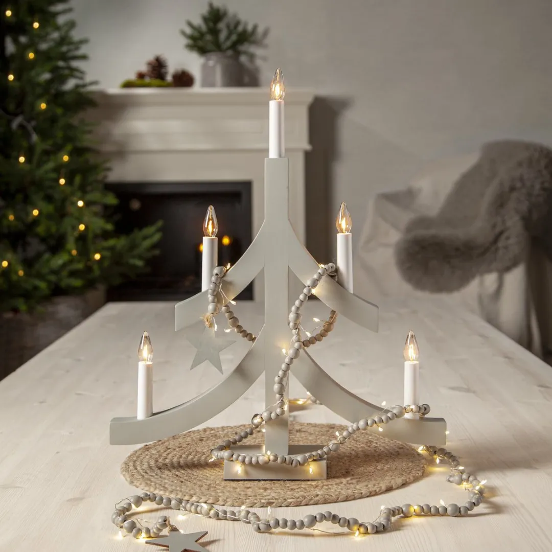 Star Trading Kerstverlichting Beady Houten Kralen Ster 150cm - Warm Wit - Timer - afbeelding 6 van 6