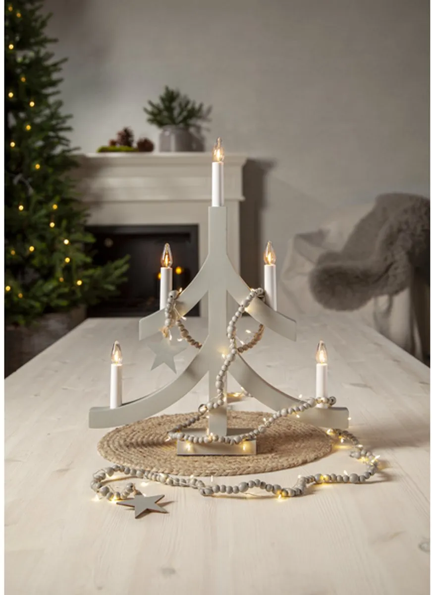 Star Trading Kerstverlichting Beady Houten Kralen Ster 150cm - Warm Wit - Timer