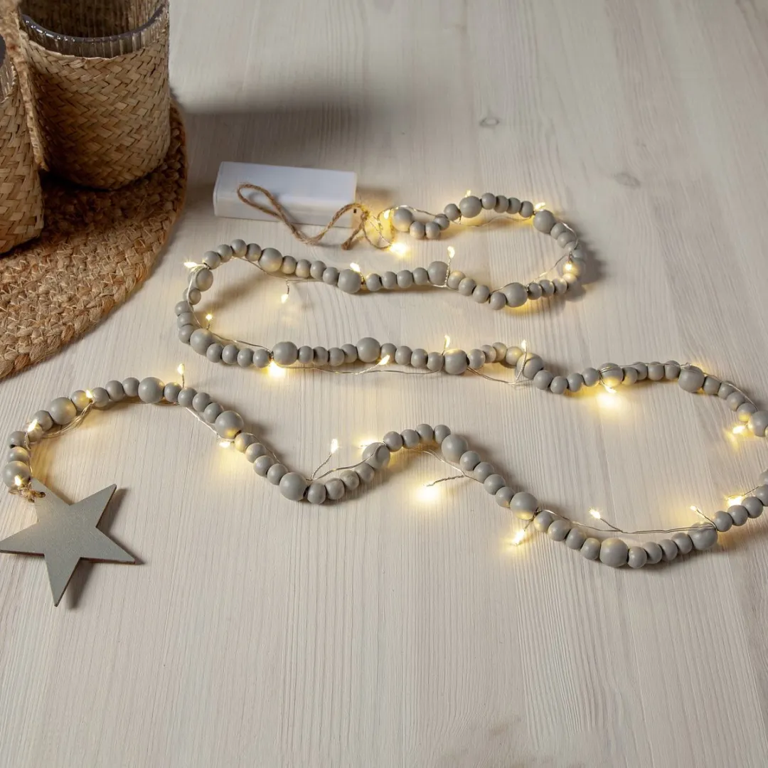 Star Trading Kerstverlichting Beady Houten Kralen Ster 150cm